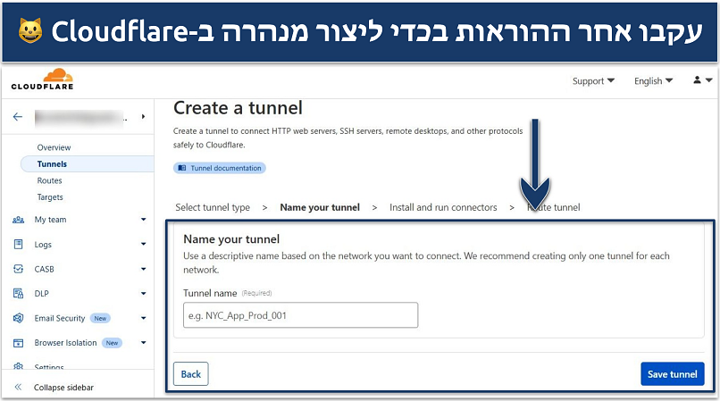 Screenshot of Cloudflare Tunnel dashboard